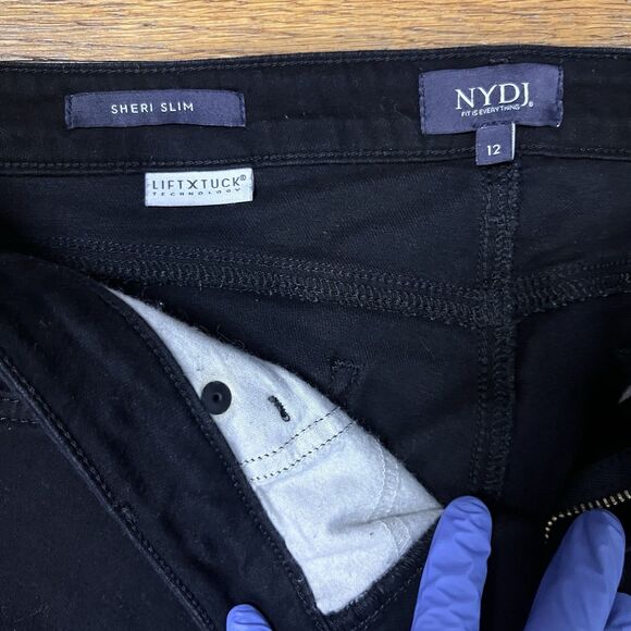 NYDJ Jeans Women's Size 12 Black Sheri Slim Lift Tuck Technology Stretch - Picture 5 of 10